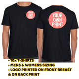 10x Black T-Shirts - Front & Back Print