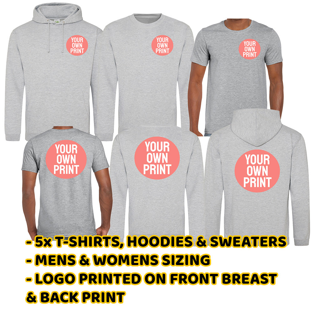 5 X Grey T-Shirts, Sweaters and Hoodies with Front Pocket Print Deal - Front Print