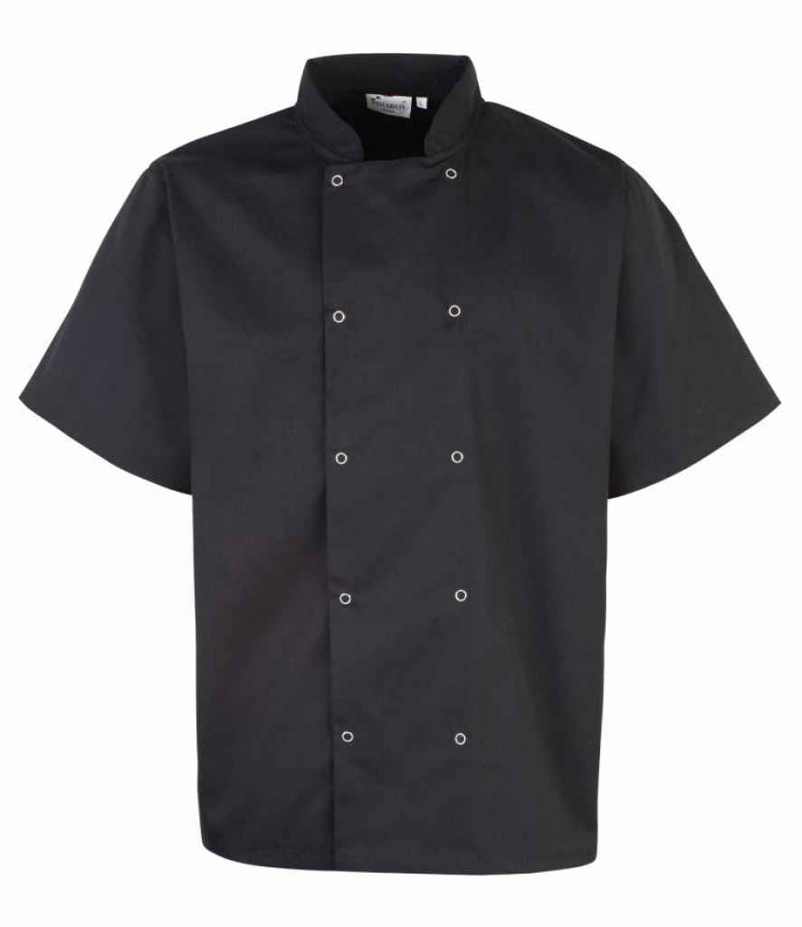 Premier Unisex Short Sleeve Stud Front Chef's Jacket - PR664