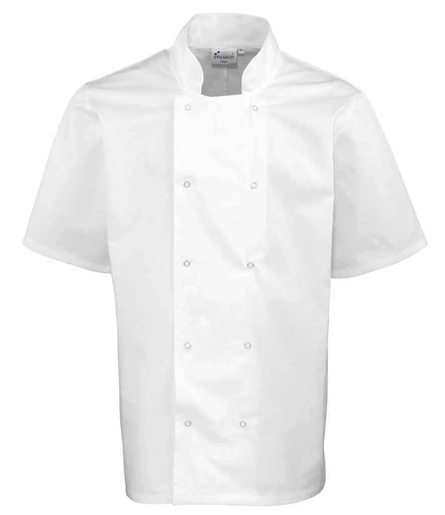 Premier Unisex Short Sleeve Stud Front Chef's Jacket - PR664