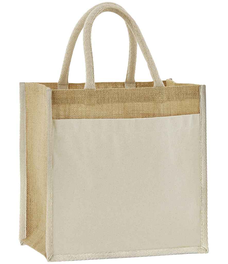 Westford Mill Cotton Pocket Natural Starched Jute Midi Tote Bag - W483